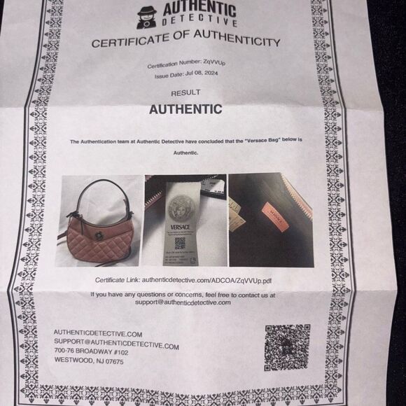 Brand new Versace shoulder bag / crossbody Pink Quilted Women's Bag with cert - Picture 7 of 9